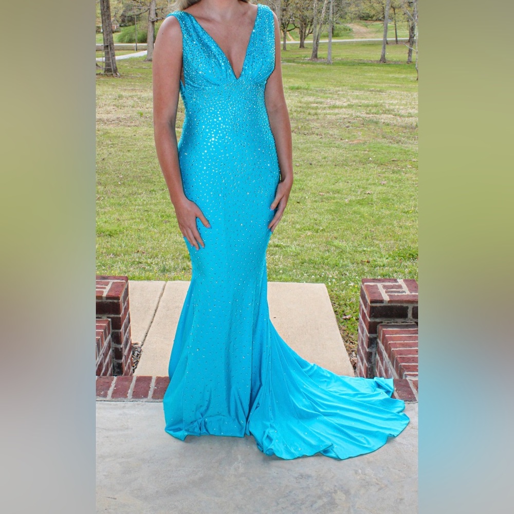 Johnathan Kayne turquoise sequin dress size 8